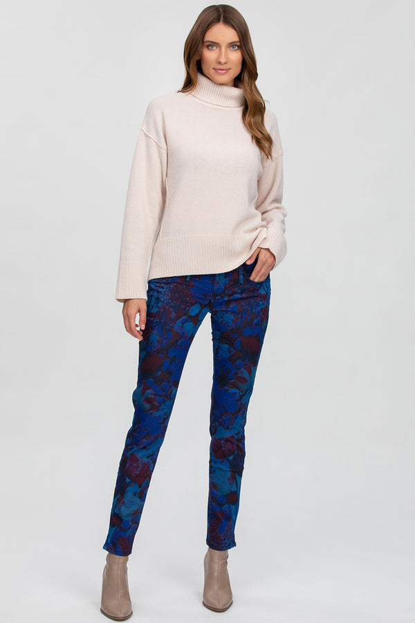 PRINTED JEGGINGS | Fitted Jeggings in Purple Flower Print